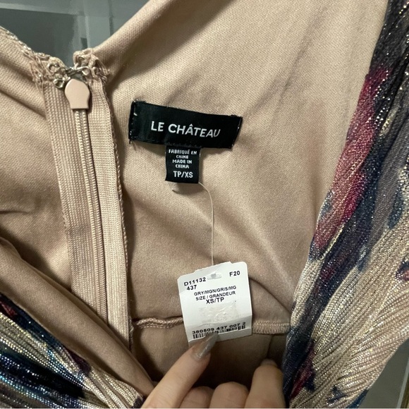 Le Chateau Purple and Cream Midi Dress extra small - Picture 10 of 13